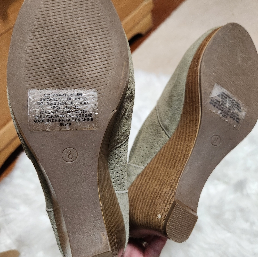 Suede Olive Green Booties - Picture 5 of 6
